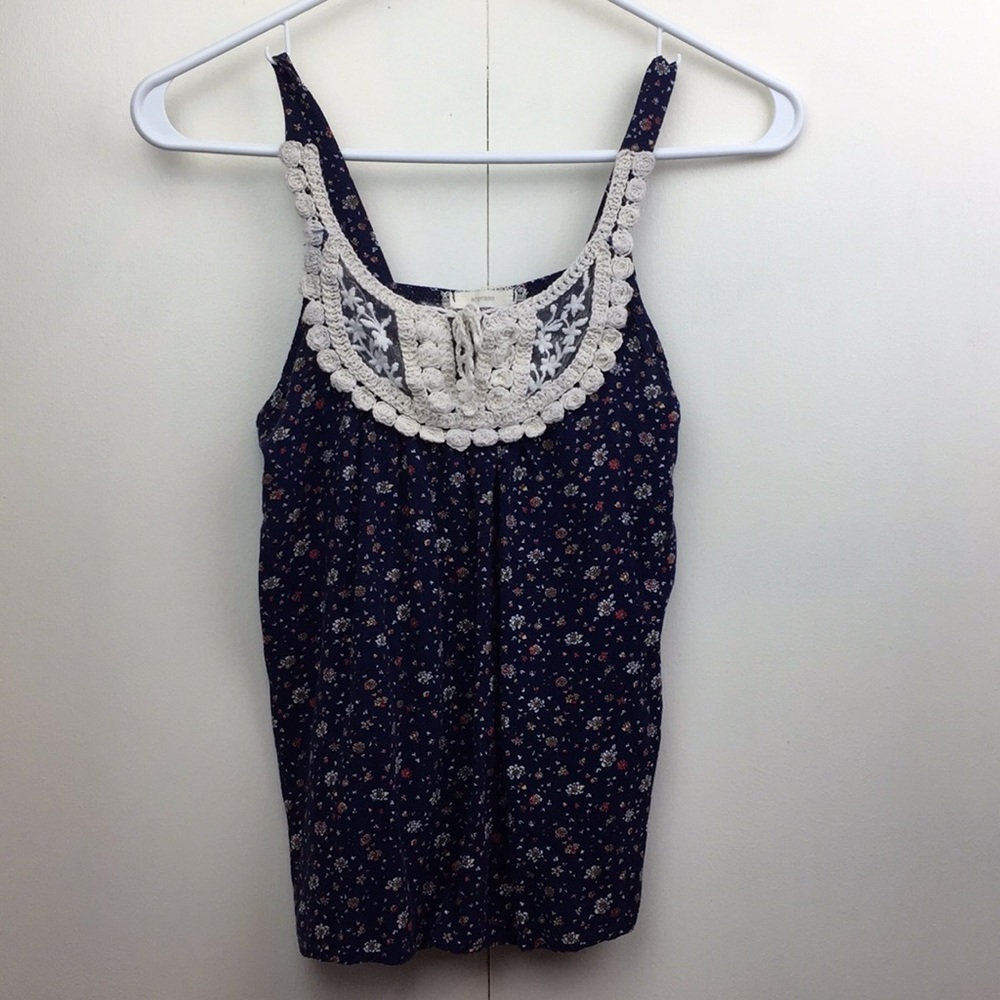 Navy Floral Tank Top